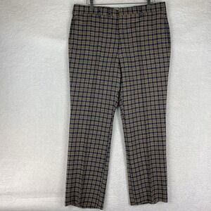Vintage Plaid‎ Pants Mens Sz 37x30.5 Tan Blue 70s Wool Trousers Disco Earth Tone